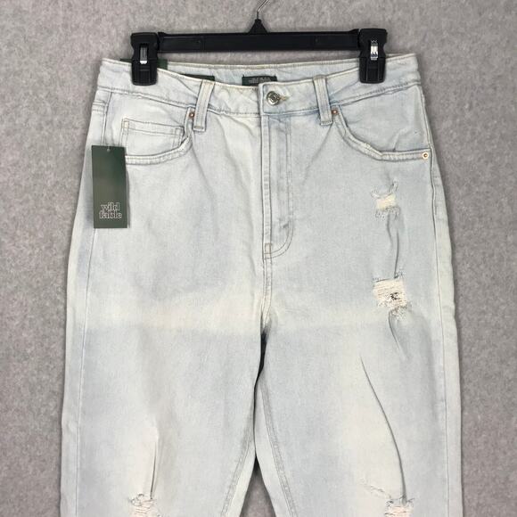 Wild Fable Jeans Women Size 8 Mom Distressed Holes Worn Faded Skater Bleached - Picture 2 of 12